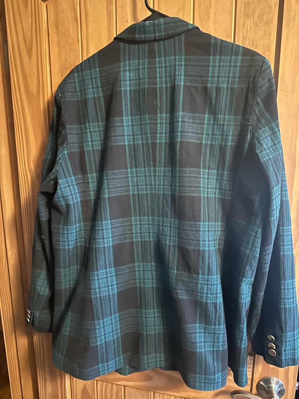 Heritage Plaid Double-Breasted Blazer Jacket - Teal/Black XXXL - Picture 3 of 9